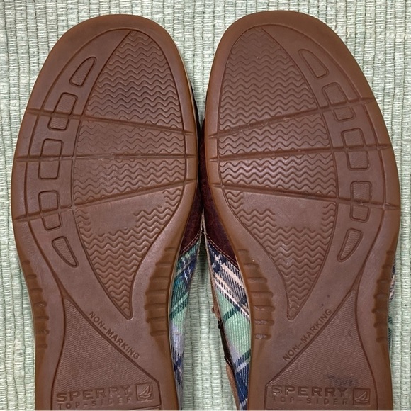 Sperry Top-Sider Womens Brown Leather Plaid Bluefish 2-Eye Boat Shoes Size US 8M - Picture 9 of 11